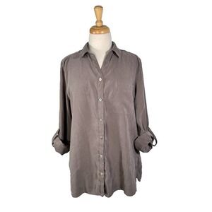 Chico's Button Down Modal Blouse Gray Women's Size 2